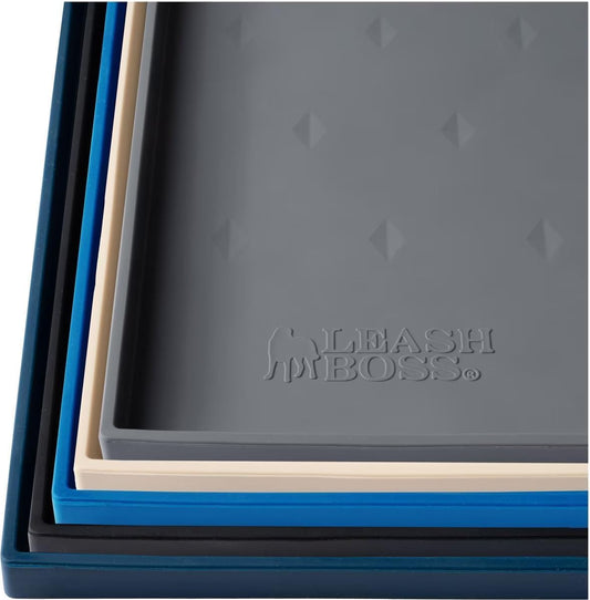 Leashboss Splash Mat Dog Food Mat with Tall Lip, M/L (20"X13"), XL (25”X17”) or XXL (30"X22") Dog Bowl Mat for Food and Water, Non Slip Waterproof Silicone Pet Food Mat for Dogs and Cats
