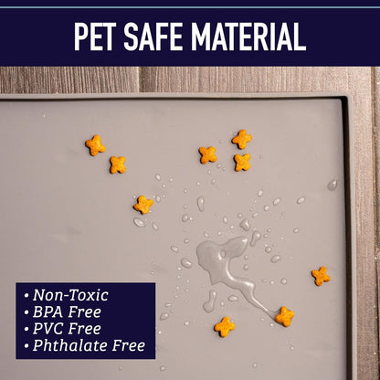 Leashboss Splash Mat Dog Food Mat with Tall Lip, M/L (20"X13"), XL (25”X17”) or XXL (30"X22") Dog Bowl Mat for Food and Water, Non Slip Waterproof Silicone Pet Food Mat for Dogs and Cats